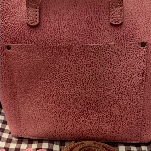 Portland Leather Goods Medium Zip Tote (Bubblegum) + 3 flower snaps - Picture 3 of 8